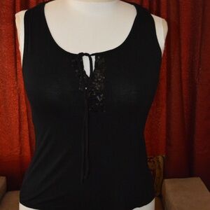 Sunny Leigh Black Beaded Tank  XL
